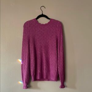 LOFT Purple Crew Neck Sweater Medium-Weight Knit